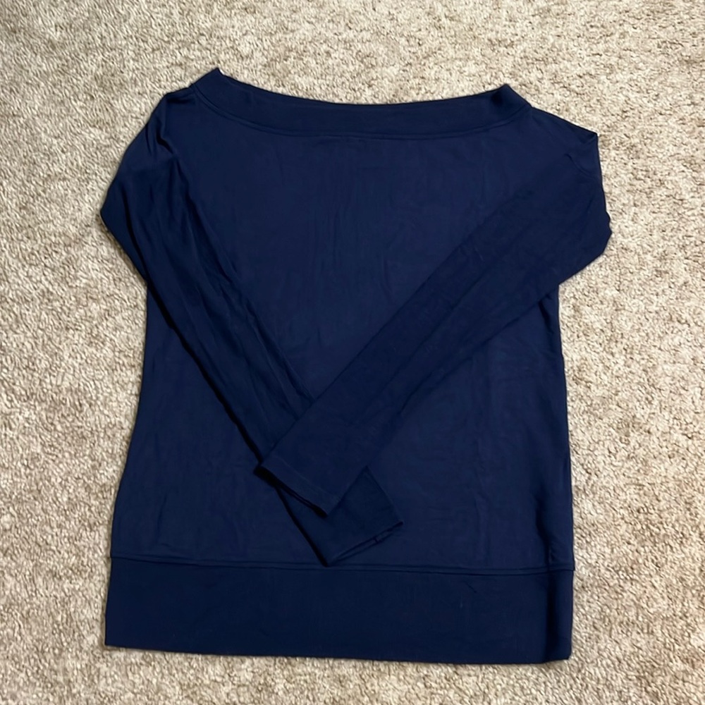 Athleta navy blue off the shoulder tunic top EUC small tall